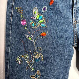 Metro Style Stretch Y2K women's embellished jeans size 4 Flare Leg Jewels